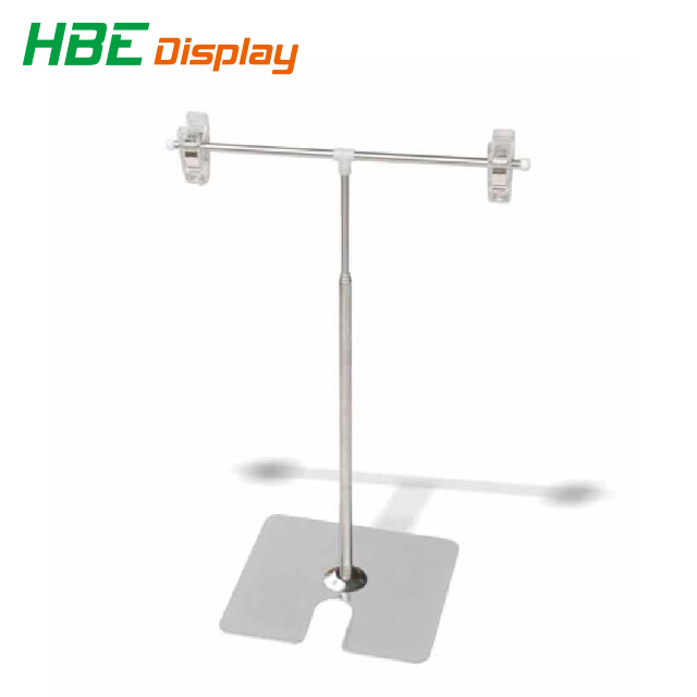Floor Standing Square Rod Chromed Steel Sign Holder Stand