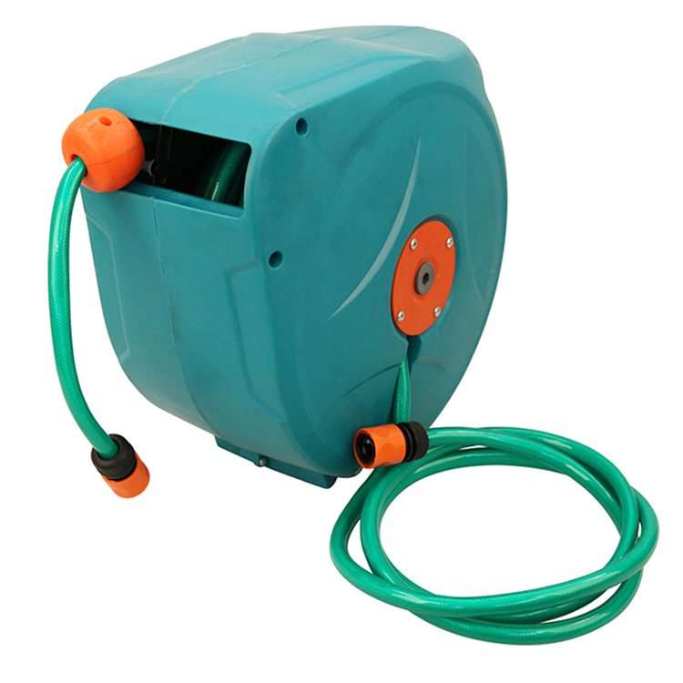 Outdoor High-Pressure Plastic-Fixed-Garden Spray Gun Water Auto-Retractable Hose Reel Drume Cart Set