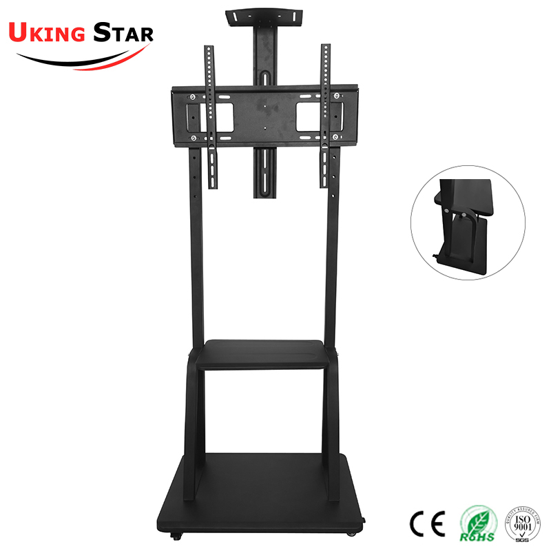 Factory Supply Full Motion 40"~75" TV Trolley Swivel Mobile Monitor TV Cart Mount Stand
