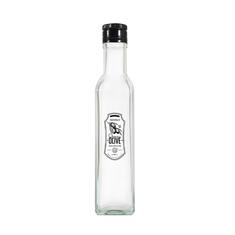 Hot Sale Clear Square China Olive Oil Glass Bottle Manufacturers with Lid