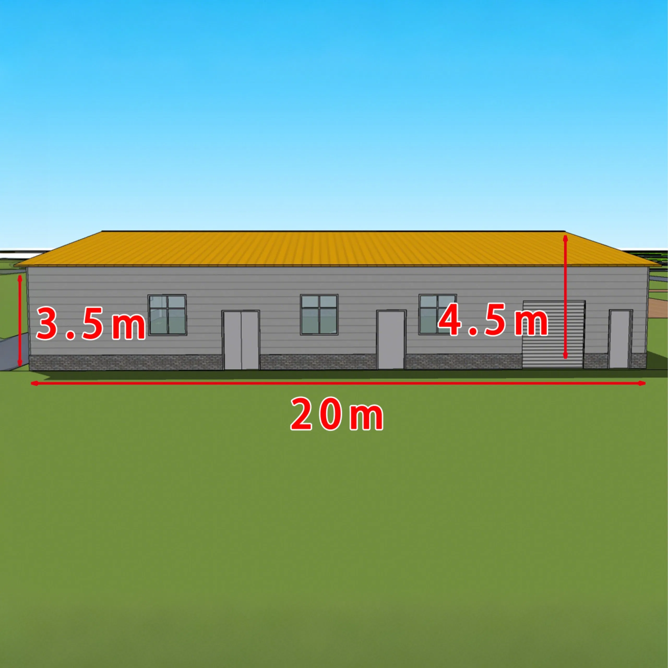 20m X 20m Prefab House Steel Structure Workshop Kits Prefabricated Metal Storage Warehouse Building