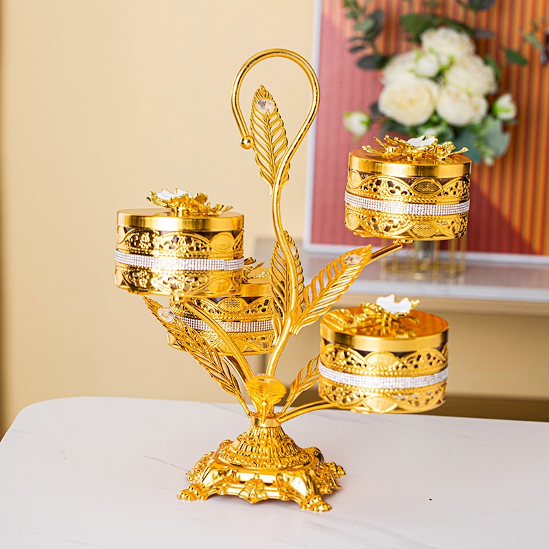 Includes 4 Glass Bowls and Gold-Plated Iron Stand Candy Bowl