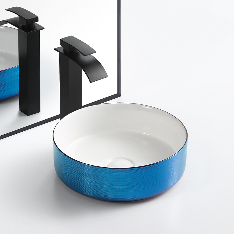 Lavabo White Porcelain Ceramic Vessel Vanity Sink Art Basin Electroplate Wash Basin 021lslb