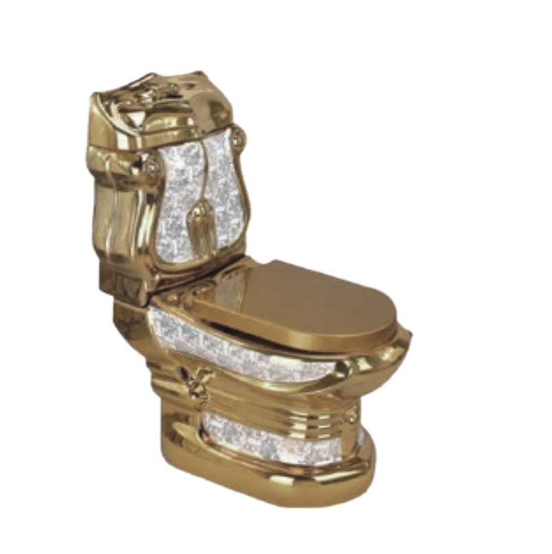 Factory Price Luxury Black Gold Color Ceramic Washdown One Piece