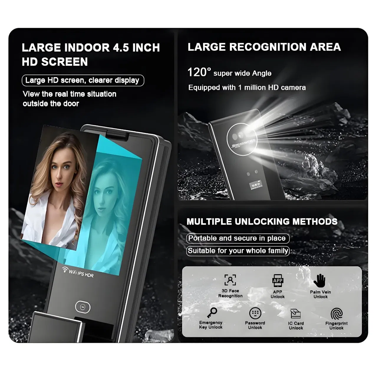 20 Language CNC 3D Face Palm Vein Recognition Tuya Smart Door Lock