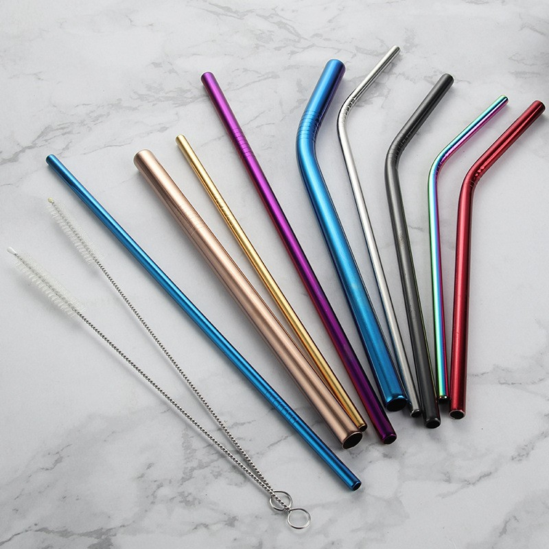 Bar Accessories 215*6mm 304 Stainless Steel Straw with Portable Bag