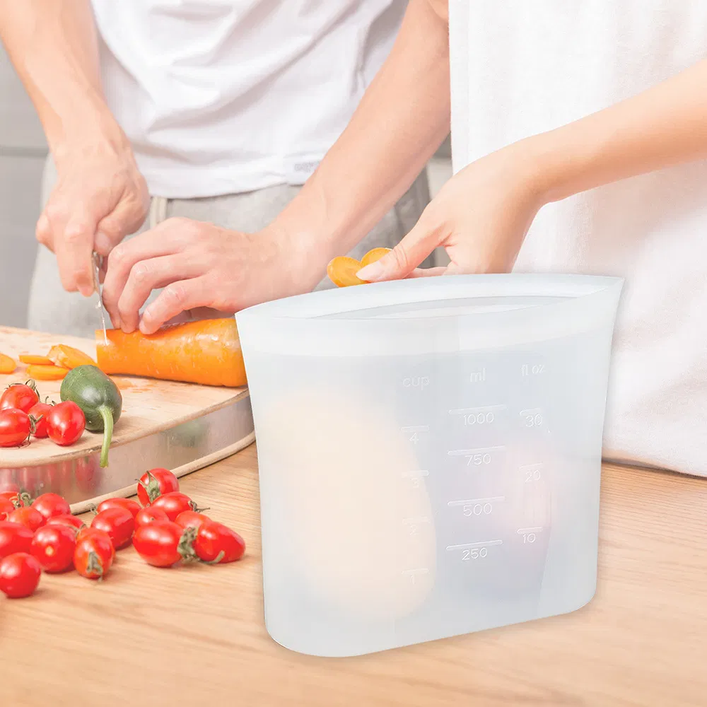 Kitchen Food Grade Silicone Fresh-Keeping Bag, Refrigerator Freezer Special Sealing Bag, Microwave Oven Heating Food Storage Bag