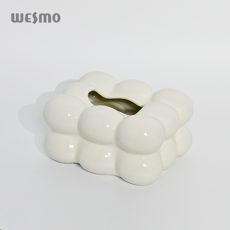 Ins Home Decoration Living Room Cloud Design White Porcelain Napkin Tissue Holder Creative Light Luxury Ceramic Tissue Box