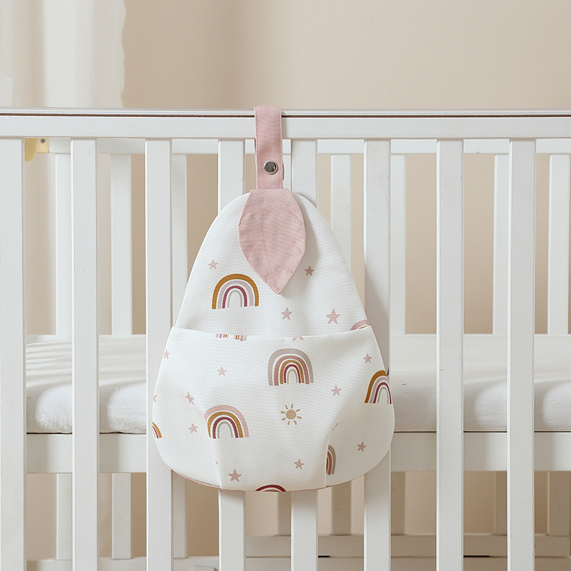 Stylish Cotton Baby Crib Organizer Bag for Diapers and Essentials