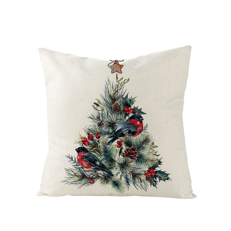 Fancy Christmas Sofa Couch Case Decor Christmas Tree Print Linen Pillow Cases Cushion Cases