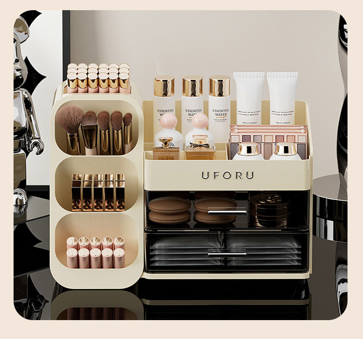 Home-Use Modern Multifunction Large-Capacity Plastic Rectangular Makeup Organizer Cosmetics Storage Box