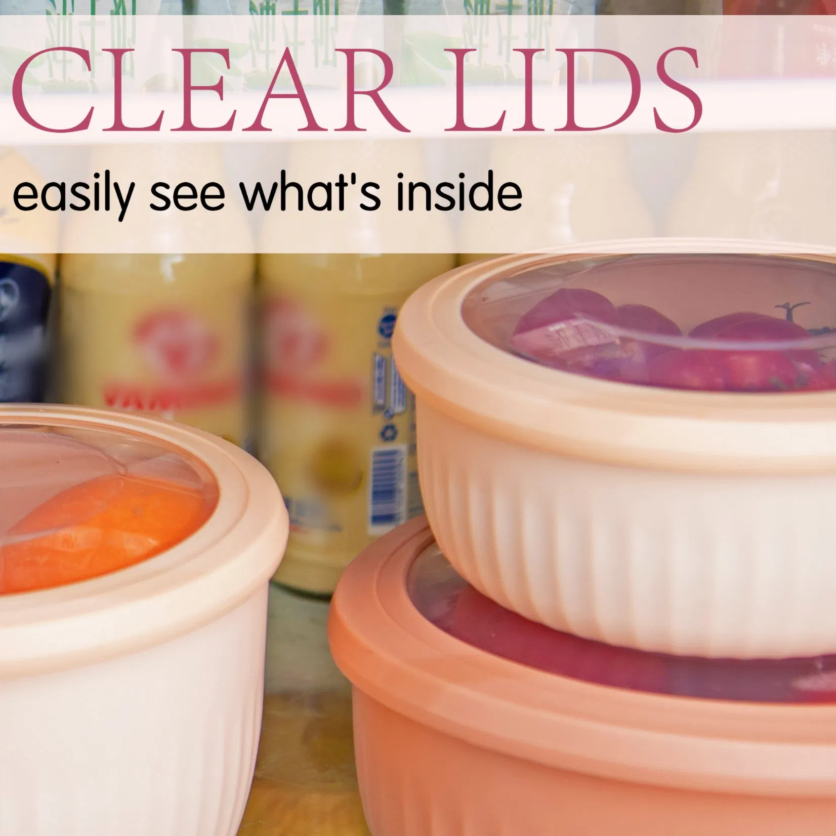 Red Set of 4 Round Plastic Food Storage Containers with Lids, Nesting Kitchen Pantry Organizer for Snacks, Fruits, Leftovers