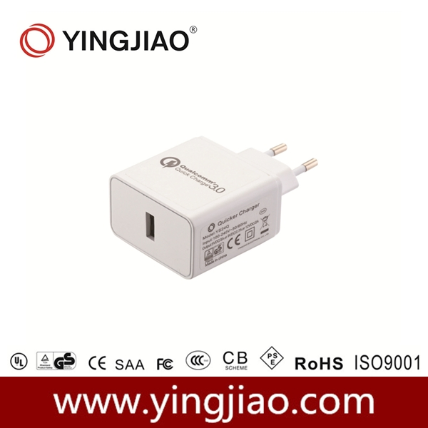 24W Qualcomm 3.0 USB Charger with Type a QC3.0