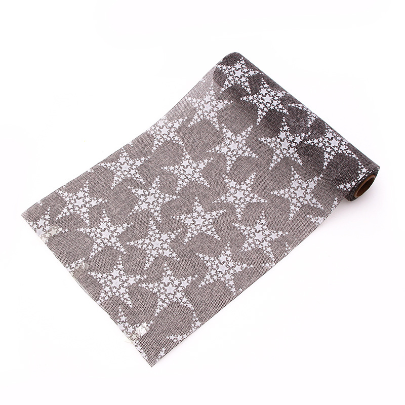 Printed Gold Silver Red Stars Christmas Party Indoor Decorations Tablecloth Linen Cotton Fabrics Table Cover Table Runner