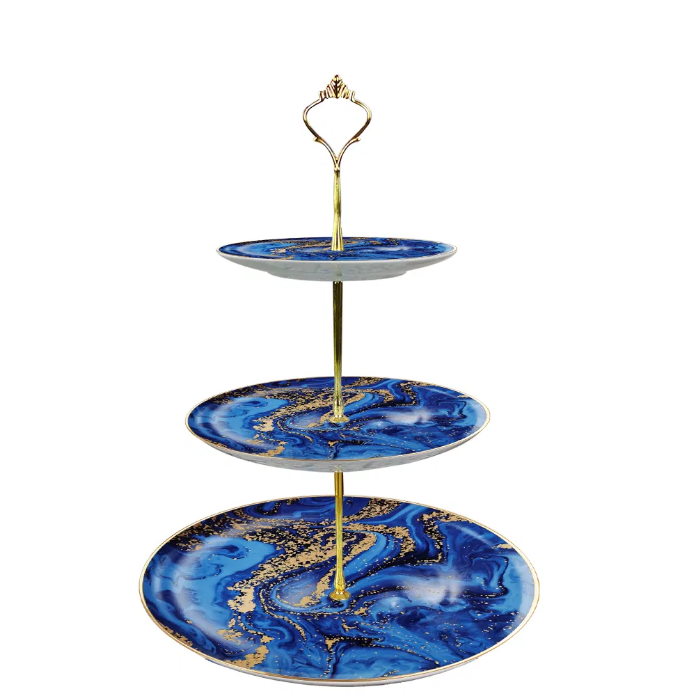 Wholesale Factory Price Art Blue Star River Ceramic Charger Plate Tableware Bone China Dinnerware Set for Party Hotel Wedding