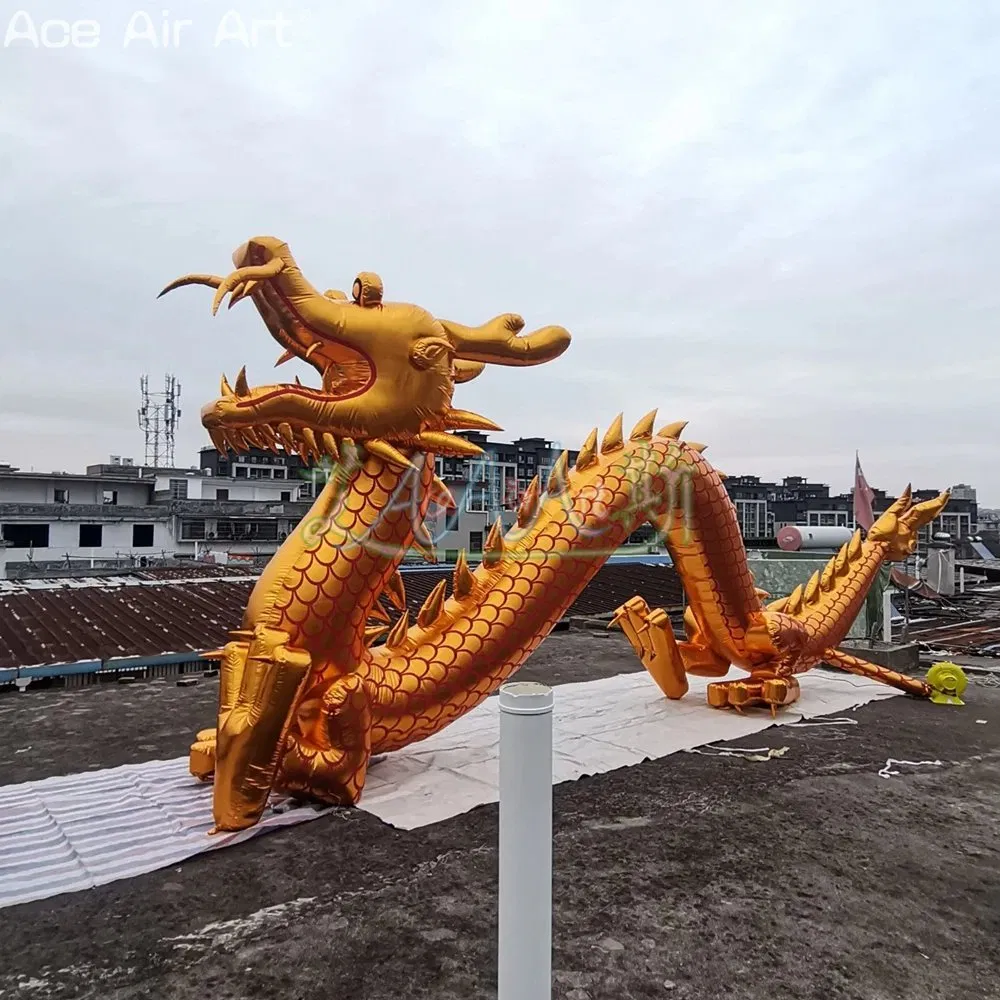 Factory Customized Realistic Giant Inflatable Golden Flying Dragon for Outdoor Activity Display Decoration