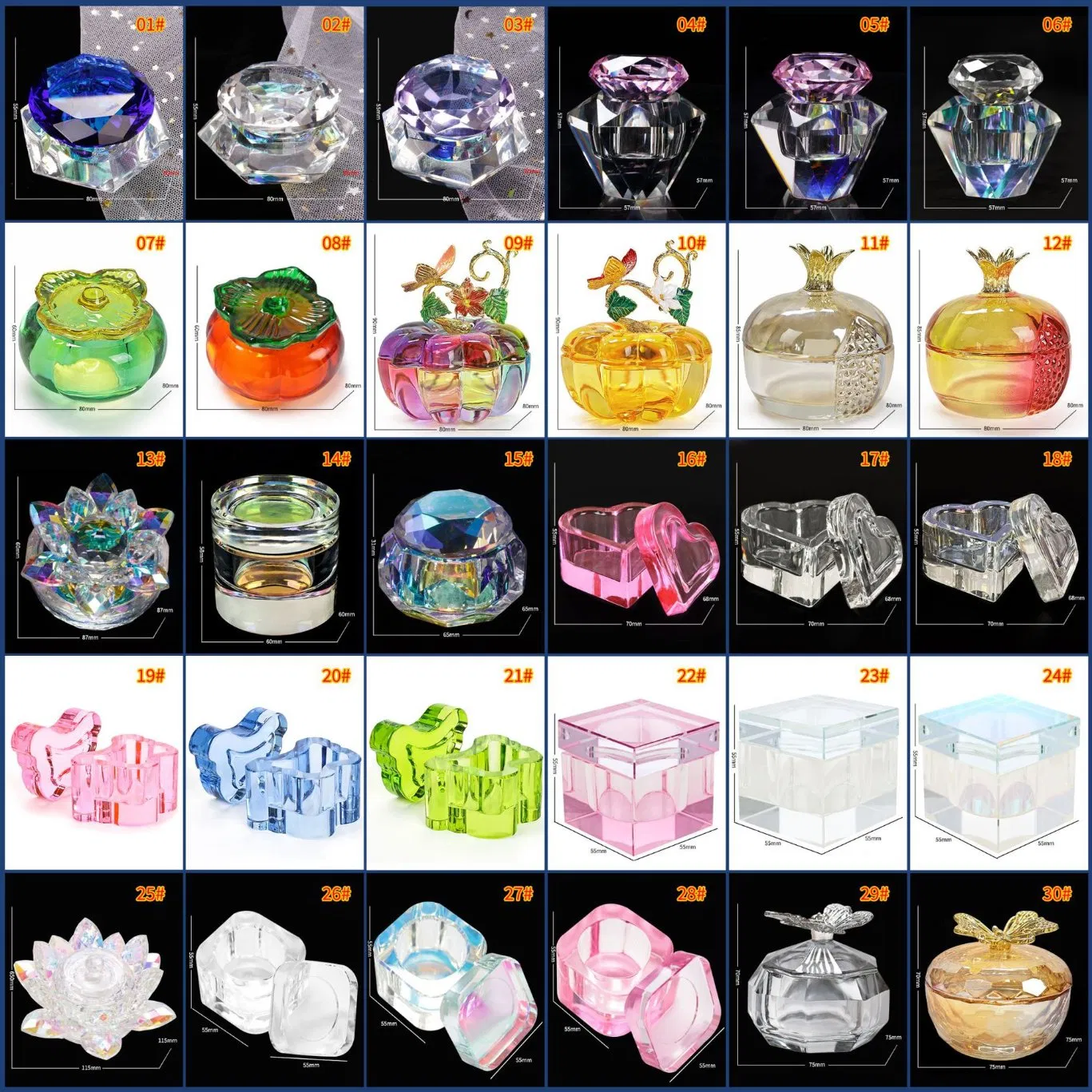 Nail Crystal Washing Cup with Lid Diamond Octagonal Glass Nail Dappen Dish