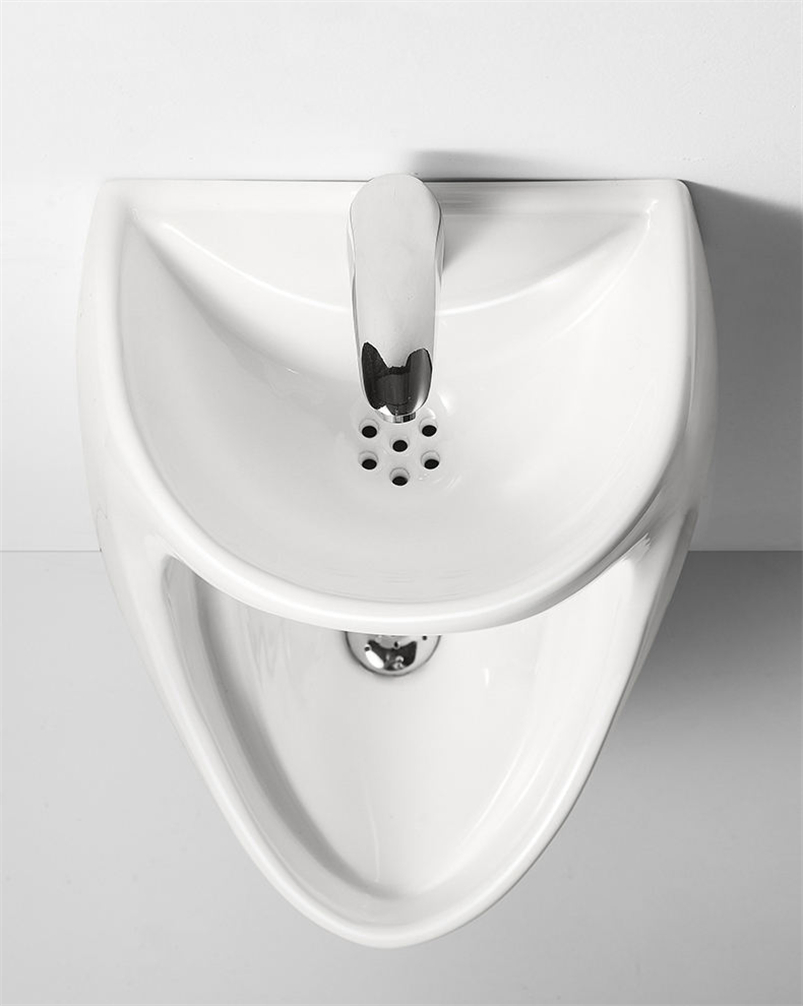 Modern Wall Hung Ceramic Men Urinal with Washing Basin Sink - Gravity Flushing, Sensor Urinal, Anti-Fouling Glaze, Fixing to Wall, High-Temperature Ceramic