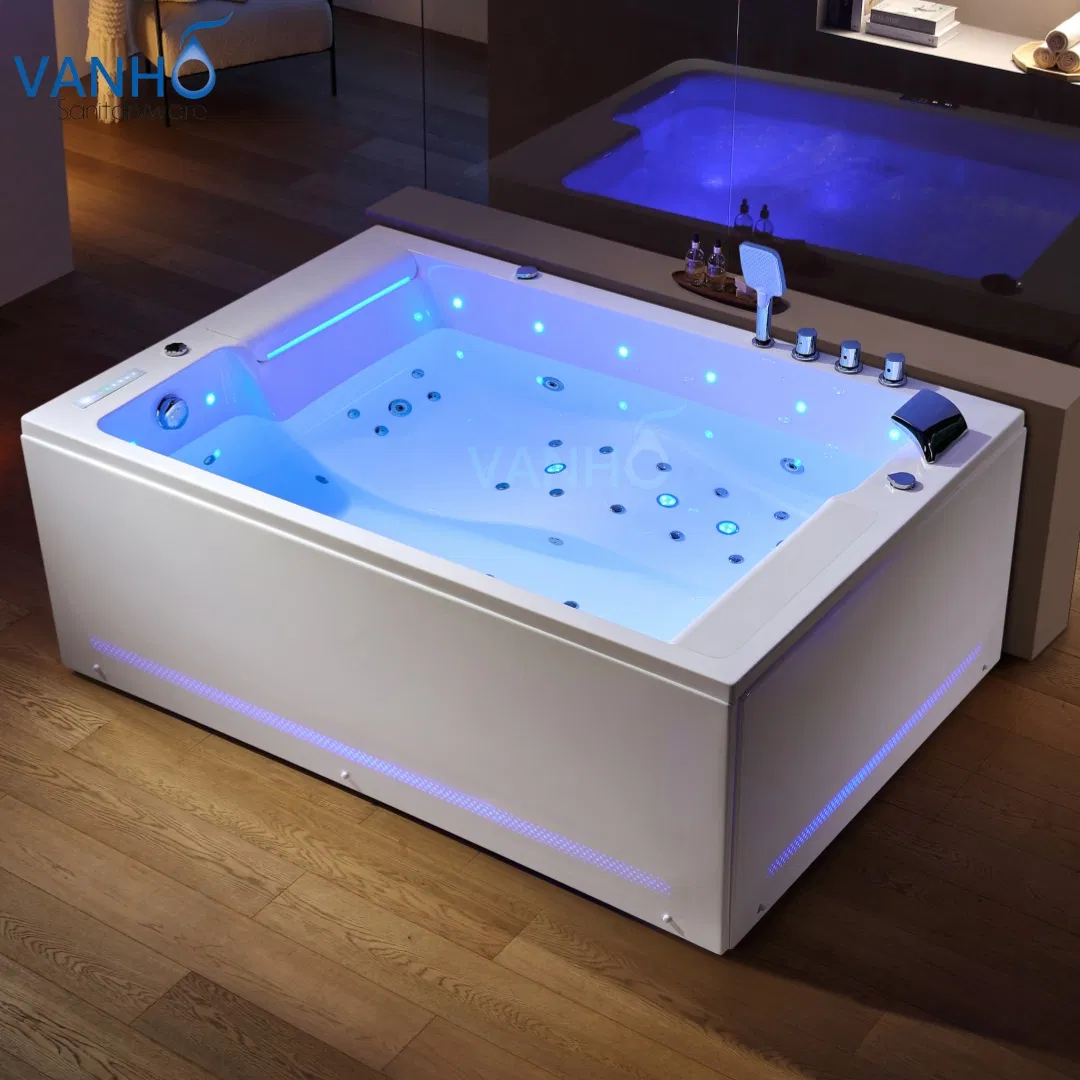 Угловая акриловая ванна с гидромассажем и панелью управления