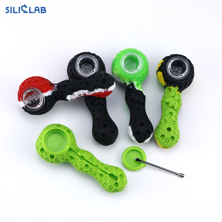 Brand Unbreakable Piece Silicone Straw Pipe with Free Glass Bowl Tobacco Smoking Pipes