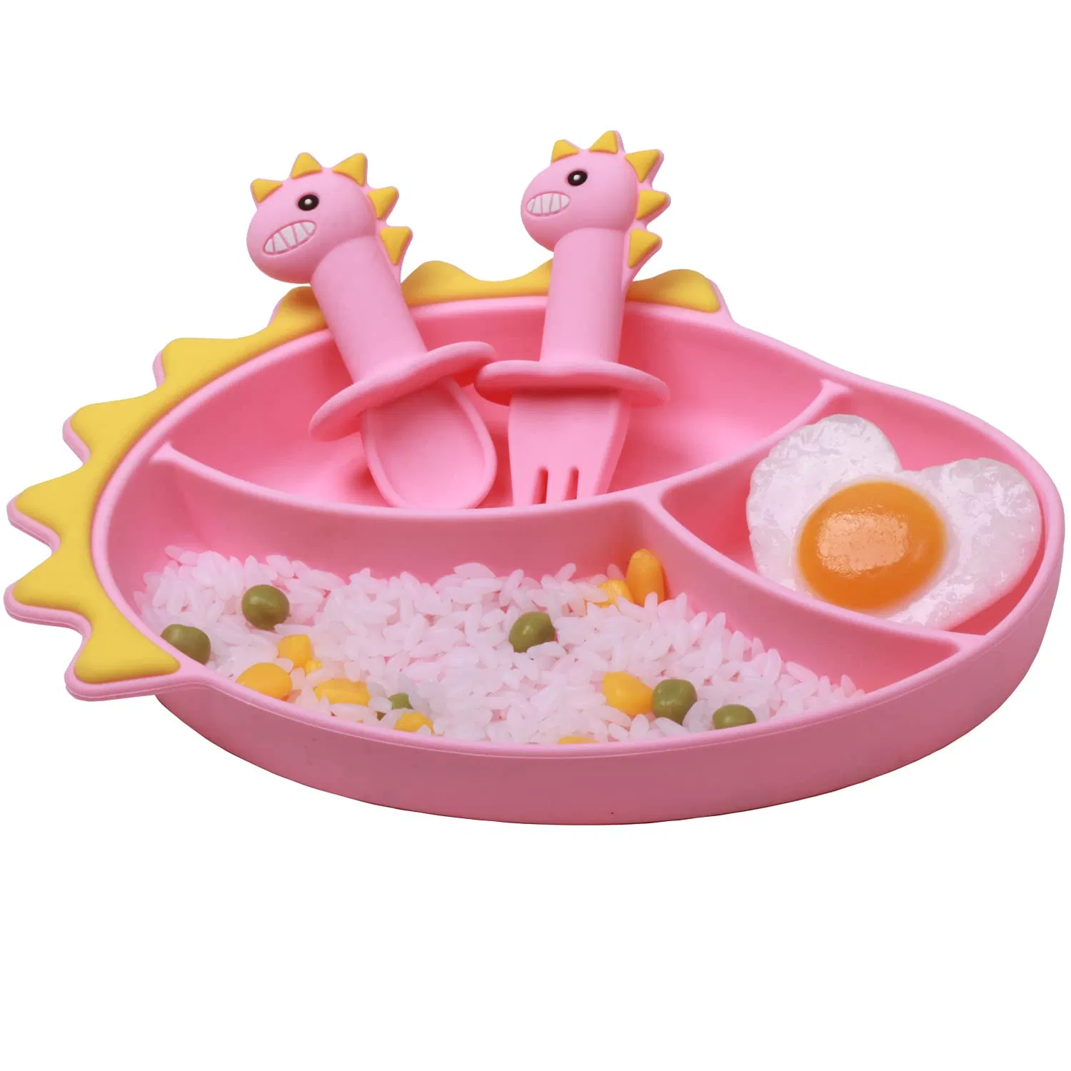 Silicone Suction Cup Baby Plate Set Kids Divided Grip Dish Self Feeding Training Baby Dinner Plate