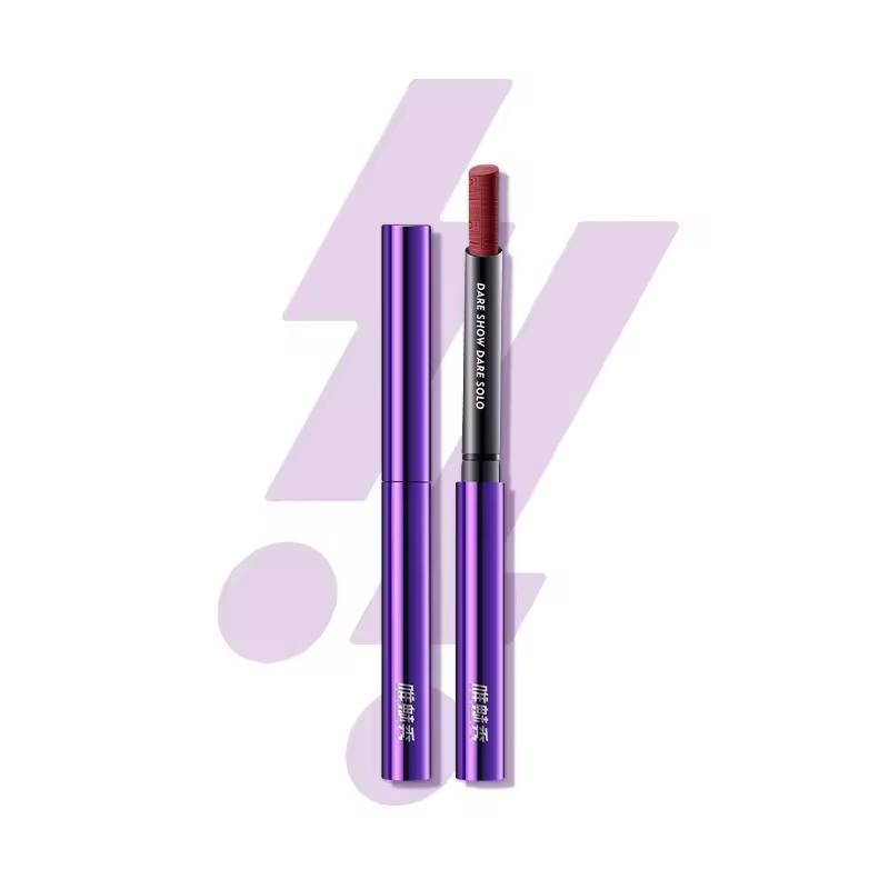 New Slim Lipstick Trendy Microscopic Carvings Purple Lipstick Tube 7 Colors Velvet Matte Lip Makeup Lipstick