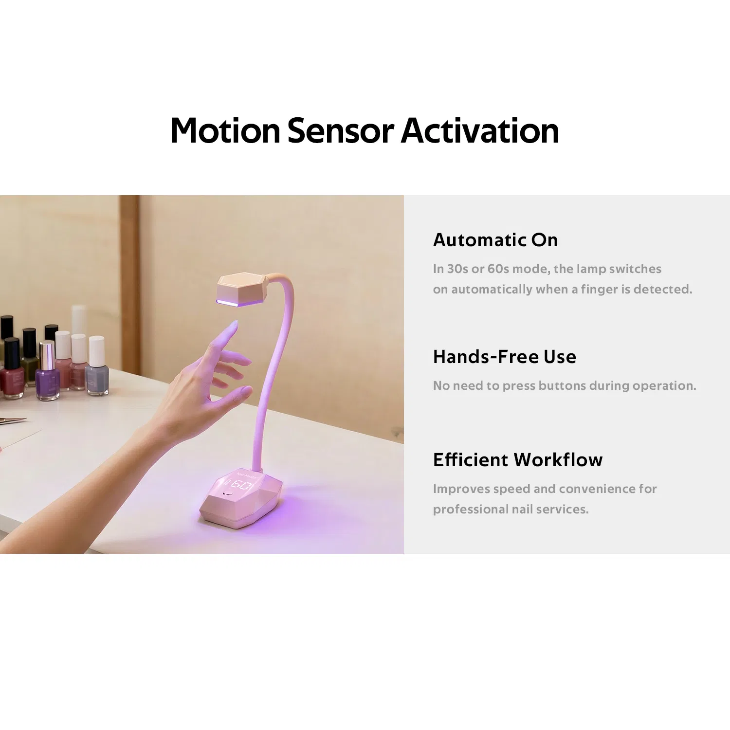 Fast Curing Goosenecks Nail Dryer Rechargeable Portable Table Nail Light 18W Auto Sensor Cordless UV Nail Lamp