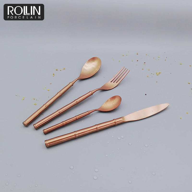 Rose Gold Color Table Knife Fork Spoon for Hotel