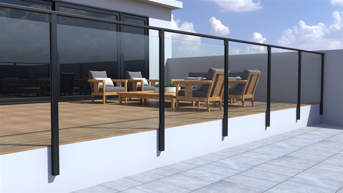 Aluminium Post Glass Balustrade for Glass 8.76mm~13.52mm Baluster Glass Fencing/Railings