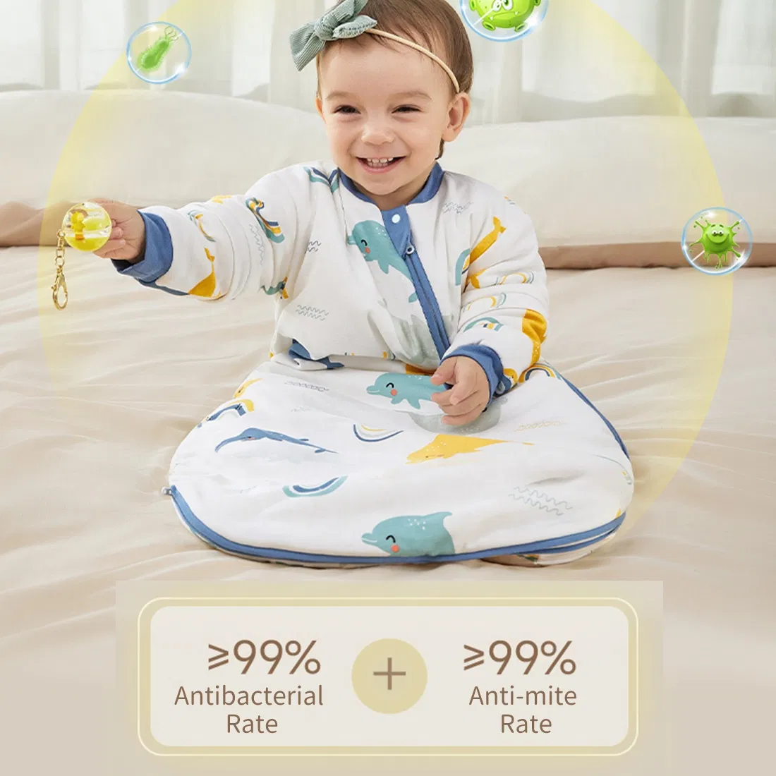 Wholesale Organic Cotton Infant Toddler Sleep Sack Constant Temperature Thickest Round Kids Baby Sleeping Bags