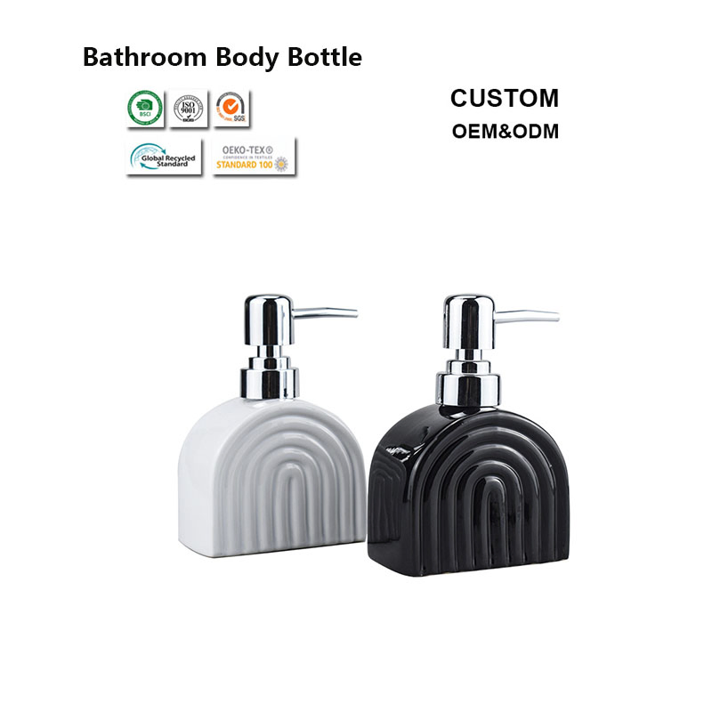 400ml Retro Square Bathroom Ceramic Bottle for Homestay Body Soap Dispensing