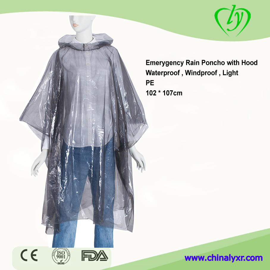 Camouflage PVC Plastic Poncho with Hood