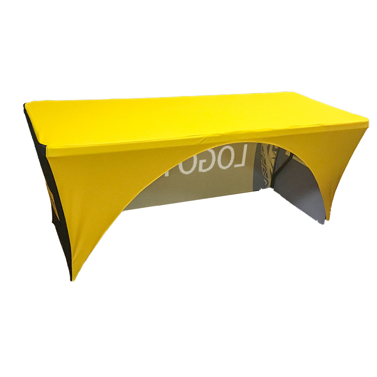 6FT 8FT Table Cover 3 Sided Open Back Customizable Table Banner for Exhibition