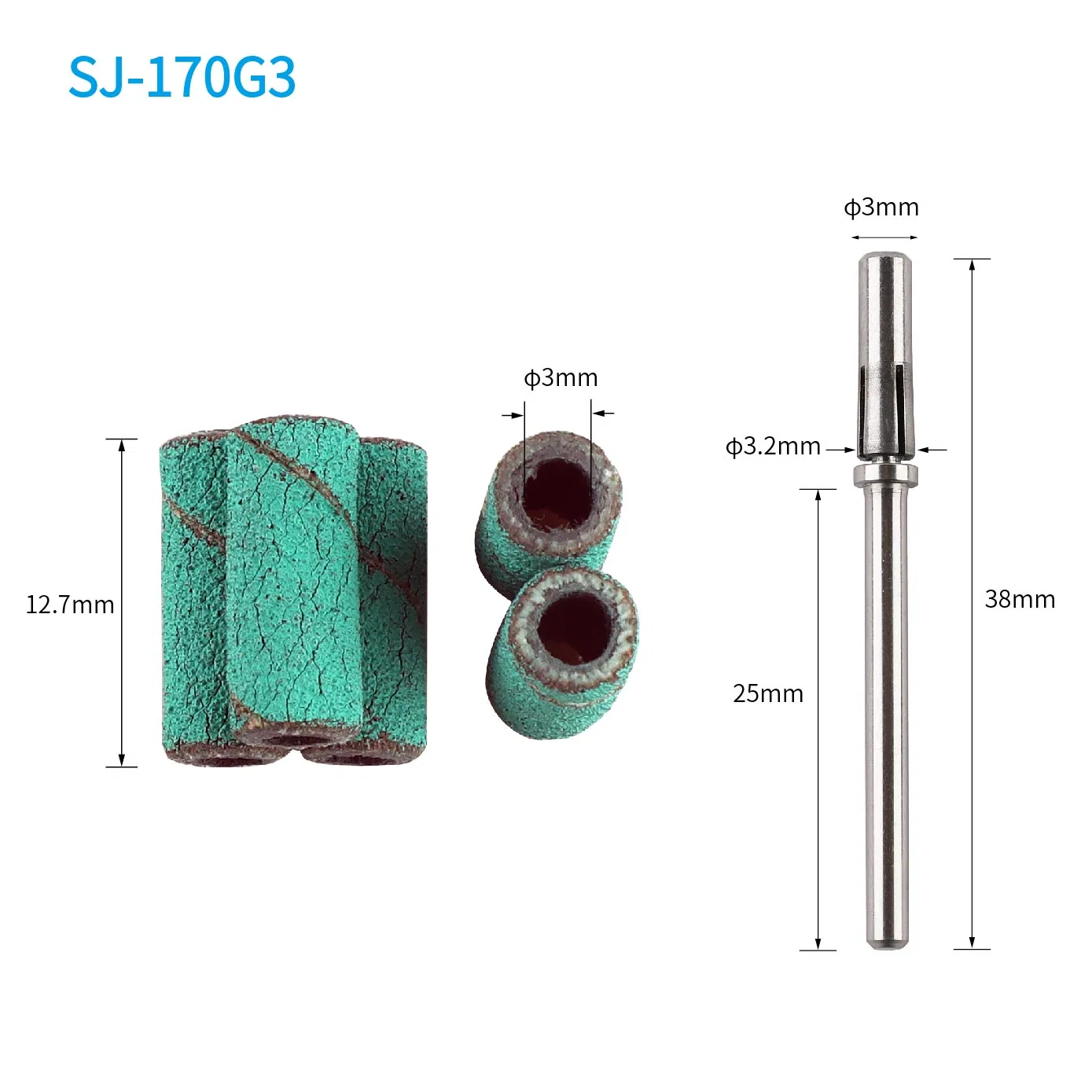 Nail Drill Bits Green Abrasive 3mm Mini Small New Nail Drill Bits Sanding Bands