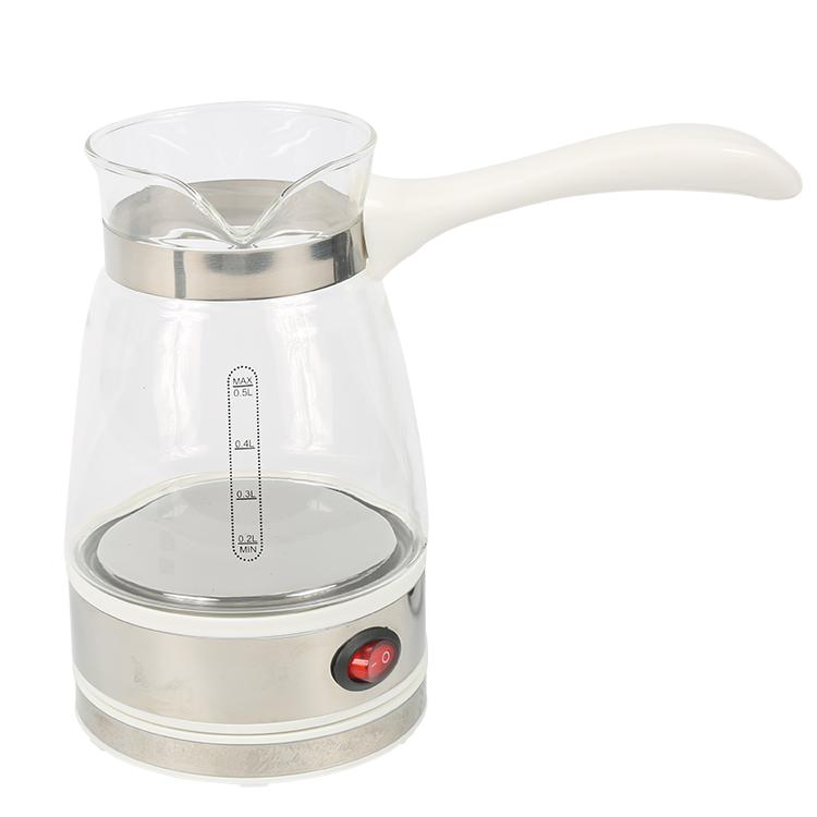 0.5L 600W Electric Turkish Coffee Pot Portable Travel Glass Cordless Coffee Kettle with Handle