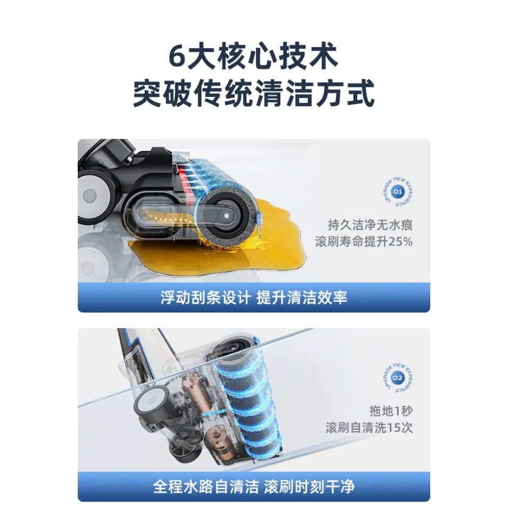 Powerful 120W Cordless Floor Scrubber with Wet Dry Vacuum Mopping Functions