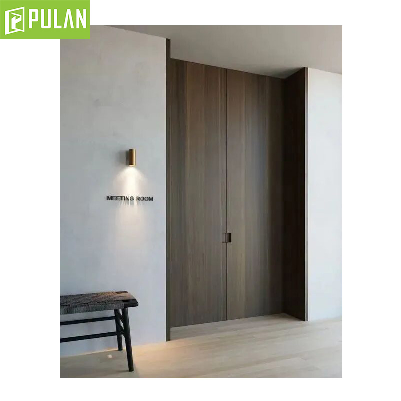 Interior Latest Design and Wall Fusion Customized PVC / Painted Finishing Invisible Aluminum Frame Wooden Flush Door with Quite Handle for Bedroom / Study