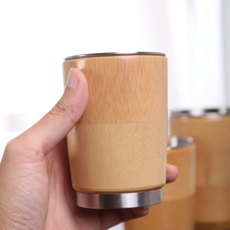 Natural Bamboo Tumbler Stainless Steel Travel Mug