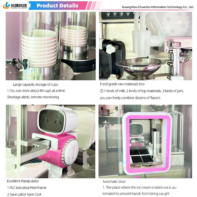 Multiple Flavors Automatic Robot Making Soft Ice Cream Vending Machine