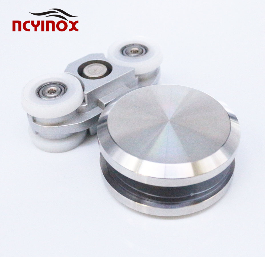 Stainless Steel Sliding Square Glass Fitting Door Roll Hanging Wheel