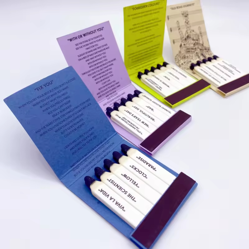 Stylish Wooden Matchbook Custom Logo and Red Tips