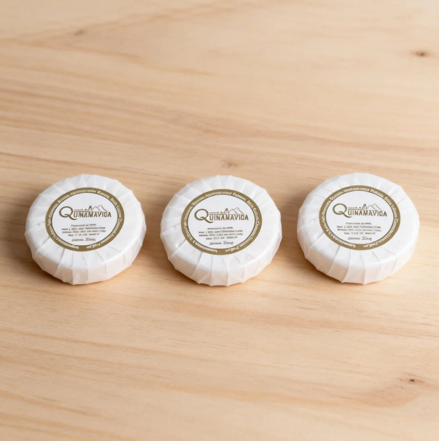 25g Round Hotel Guest Soap in White Laminated Paper Wrap with Custom Label