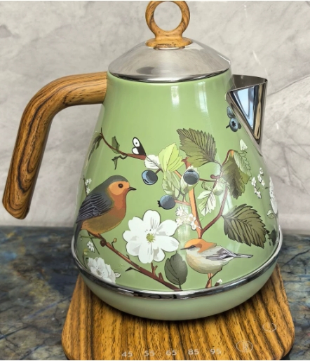 Retro Cordless Boil Dry Protection Stainless Steel Electric Kettle