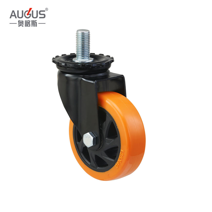 Medium Heavy Duty PU Cart Caster Wheel Swivel Caster with Double Brake