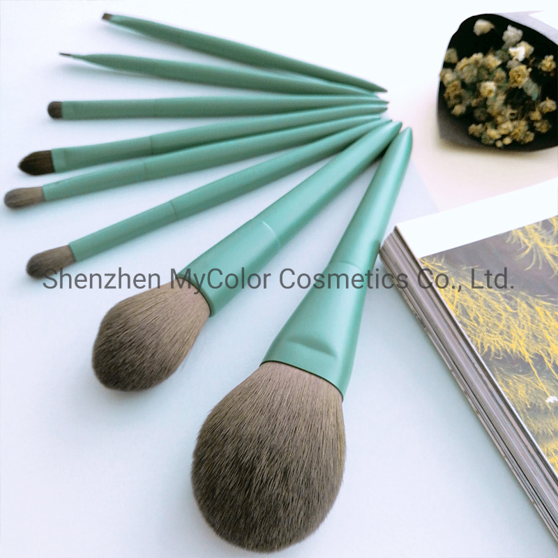 Hot Selling 8PCS Cosmetics Makeup Brush Set Blue Foundation High Gloss Eye Shadow Makeup Brush All in One