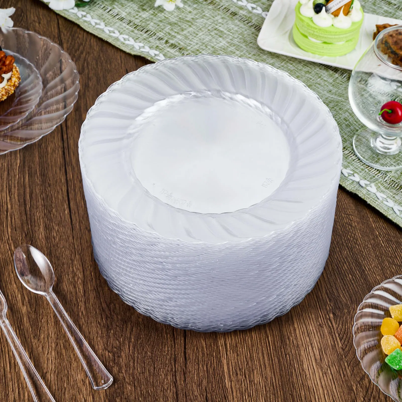 Premium Wholesale Clear Dinner Fancy Plastic Party Disposable Plates