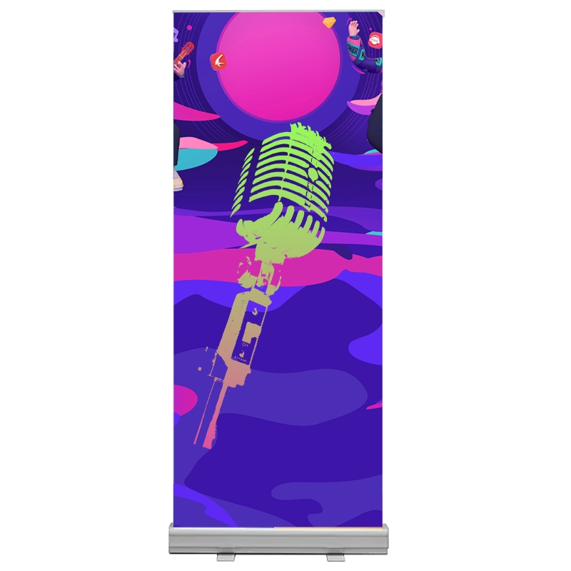 Custom Retractable Roll-up Banner Display Stand with Polyester Material and Digital Printing