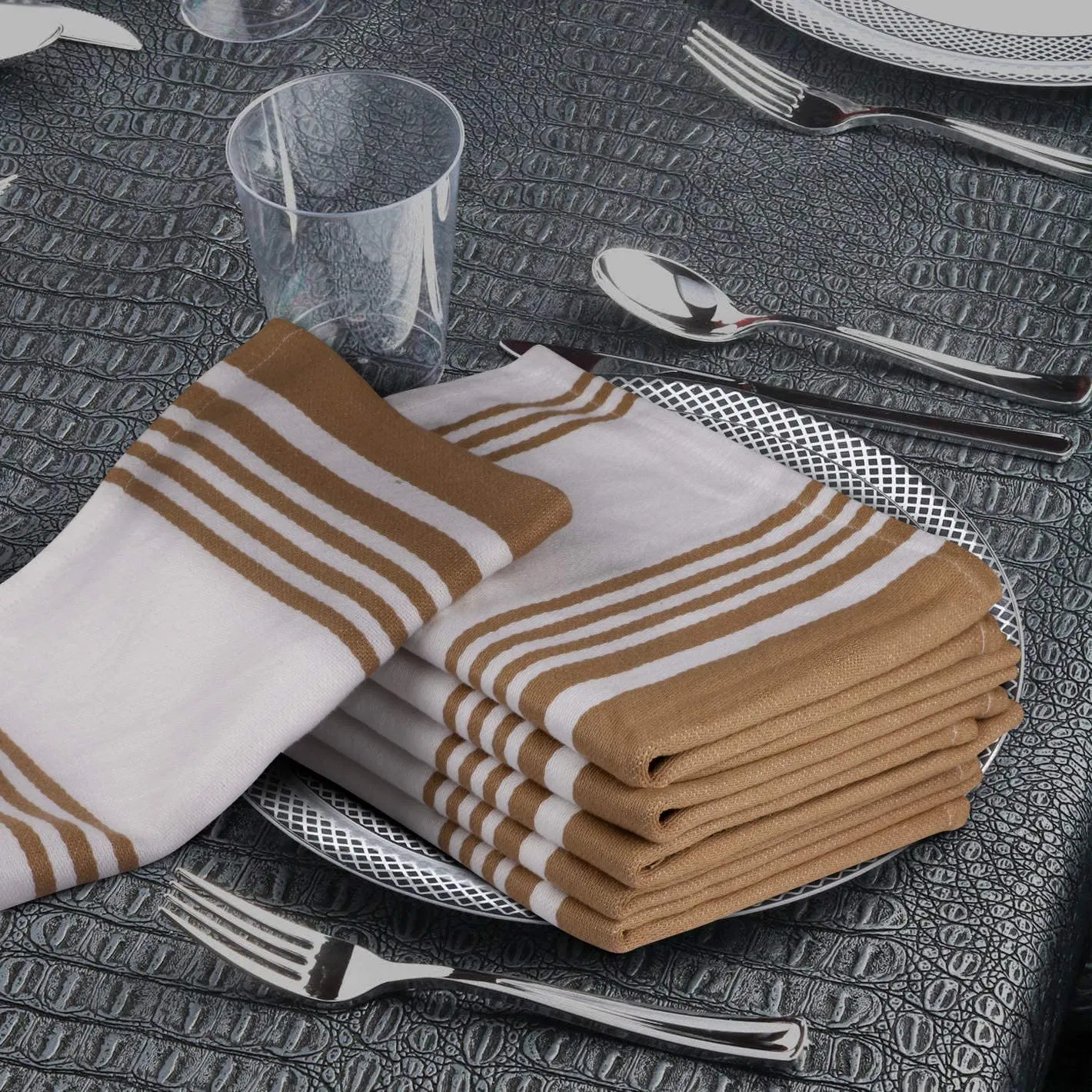 Highly Absorbent Dish Towel with Mitered Corners Trendy Stripes Bar Towels