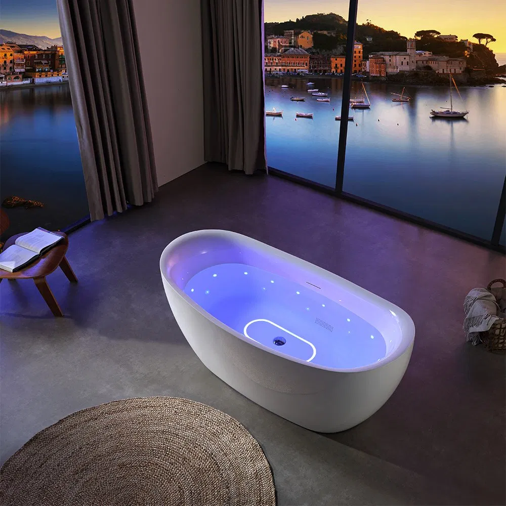 Акриловая ванна с подсветкой, прямоугольная, отдельностоящая