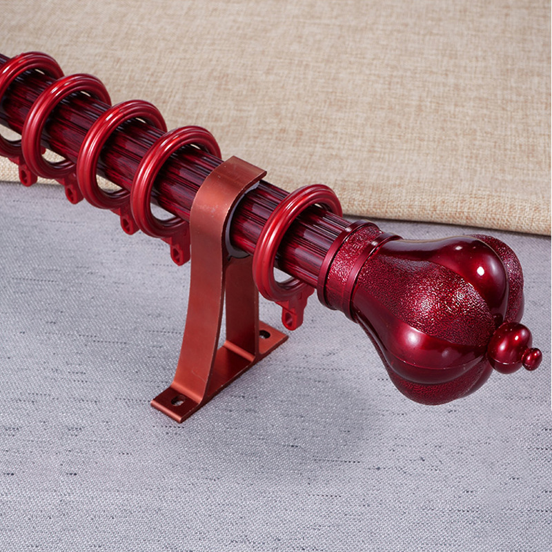 Custom 4 Color Aluminum Alloy Curtain Rod Fittings Single Rod Double Curtain Rod Set